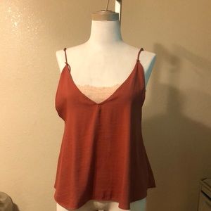 Free people Brick and pink color flow top xs